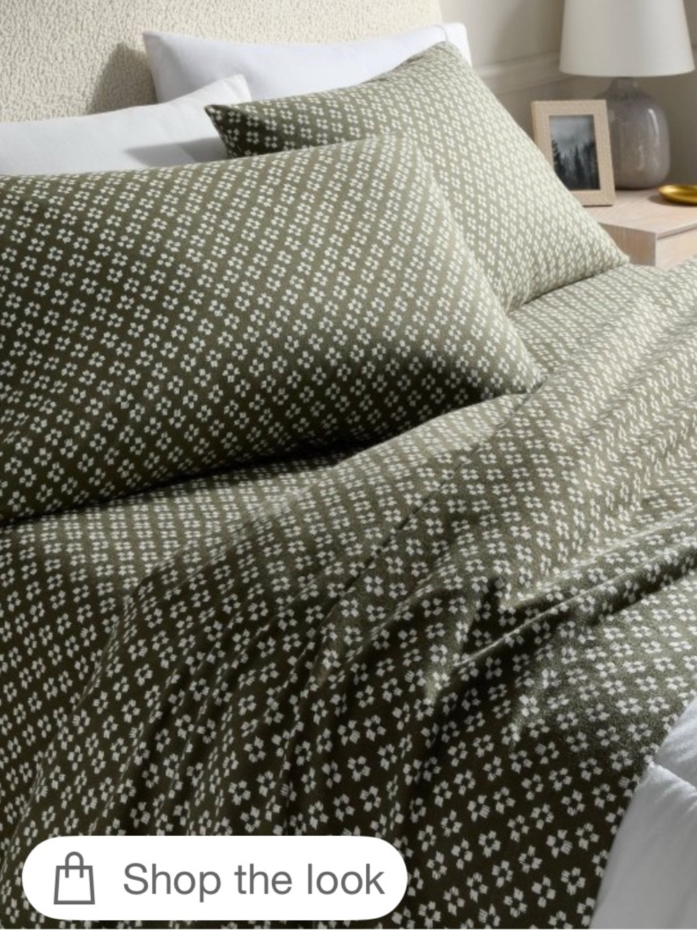 Threshold Queen Green Geo Flannel Sheet Set